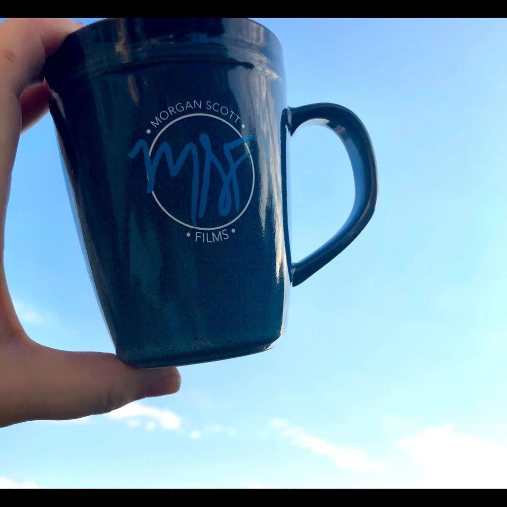 Coffee Cup Mug by Morgan Scott Films Blue